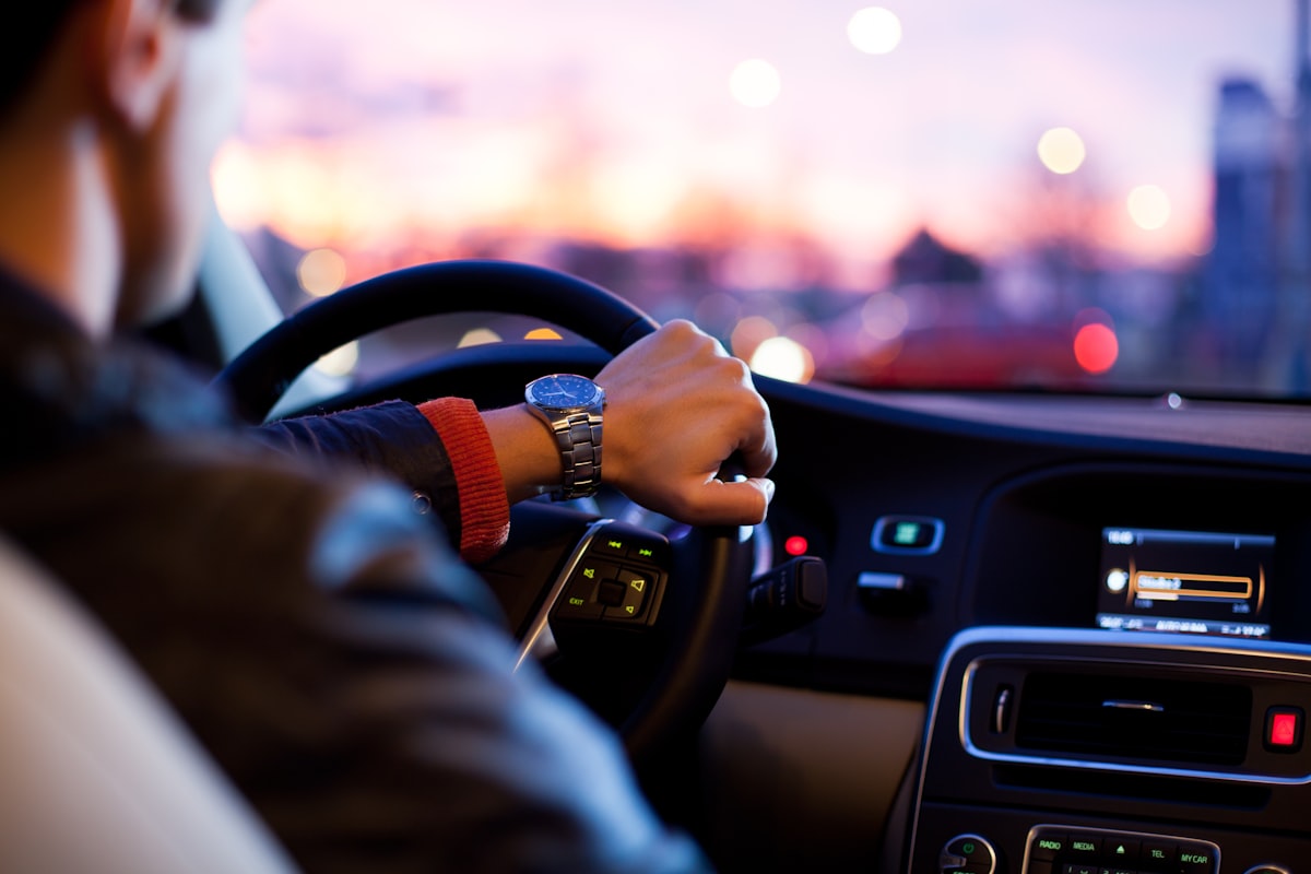 Driver's perspective during a test drive on the open road